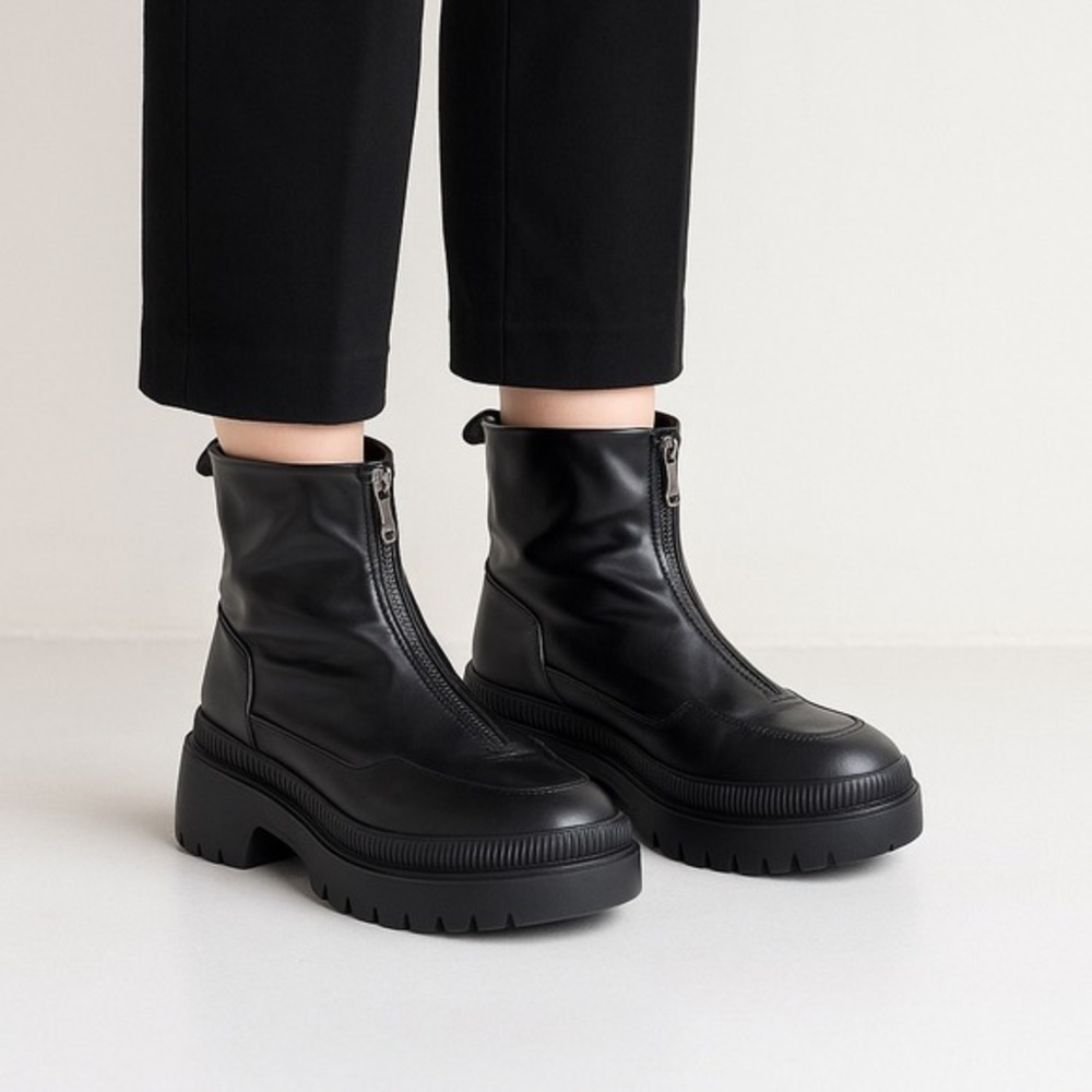H&M Sz EU 38 US 7.5‎ Black Combat Boot Chunky 90s Trendy Grunge Punk Goth Witchy